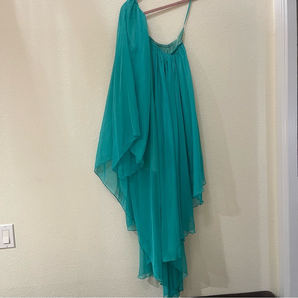 Teal one shoulder flowy dress Size M